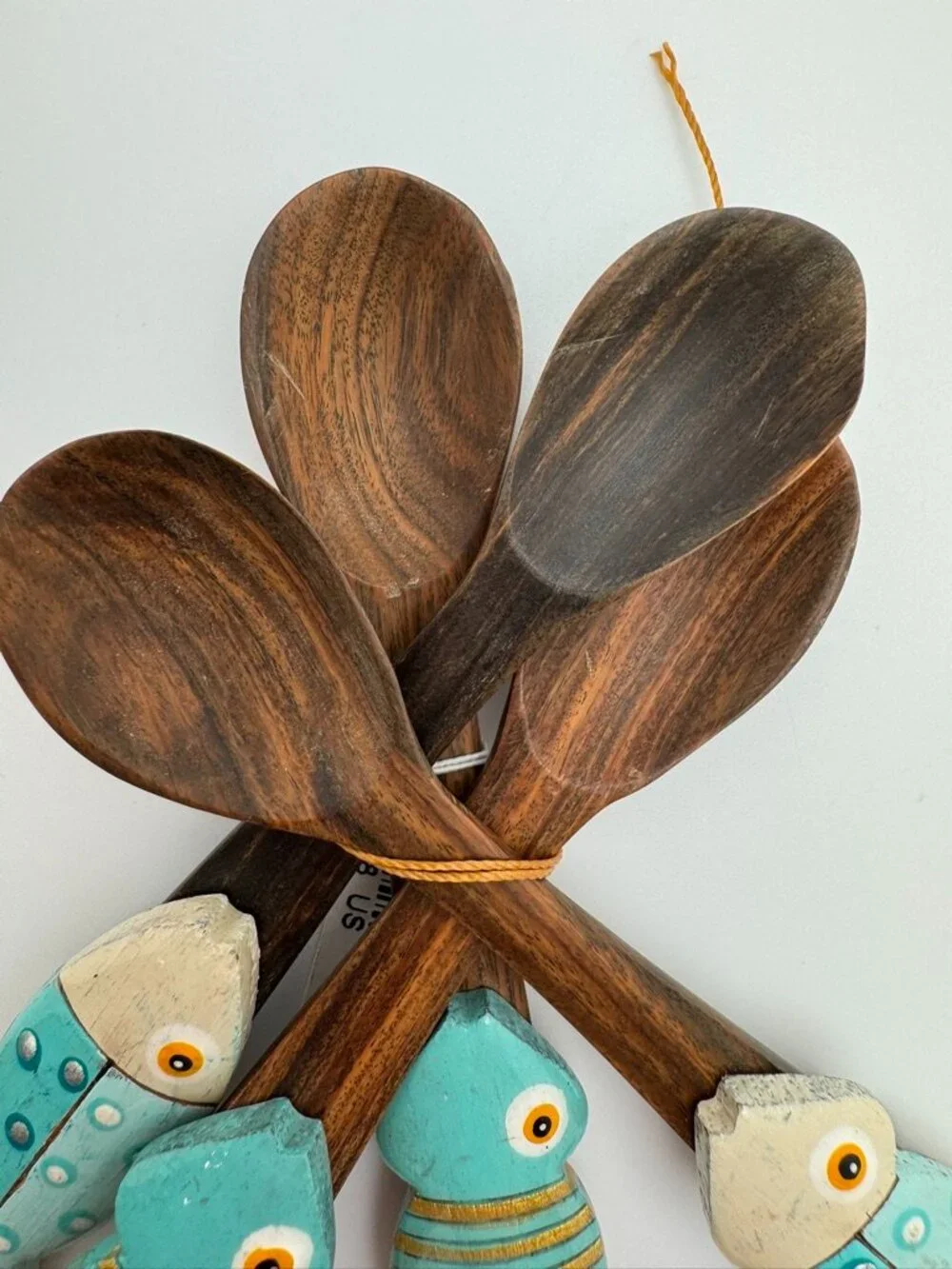 Jenny Polanco Handmade Wood Fish Espresso Spoons Set 4 Dominican NWT